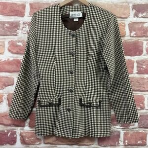 Vintage Rampage Blazer Women's M Brown Cream Plaid Check Preppy Career Jacket